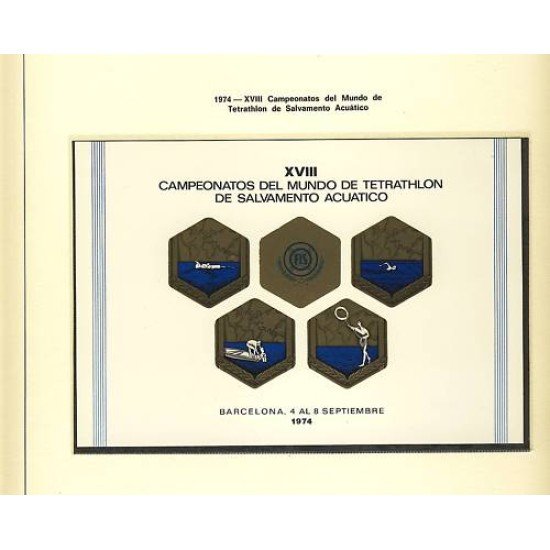 España Spain Hojitas Recuerdo 24 1974 FNMT Campeonato del Mundo de Tetrathlon Tirada: 500