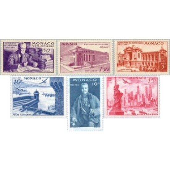 Monaco A 22/27 1947 Exp. del Cent. del Sello Americano MH