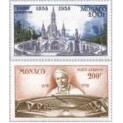 Monaco A 69/70 1958 Cent. de las Apariciones de Lourdes Basílica Pio X MNH