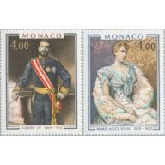 Monaco - 1245/46 - 1980 Cuadros de Alberto I y Marie Alice Heine-príncipes de Mónaco-Lujo Monaco - 1245/46 - 1980 Cuadros de Alberto I y Marie Alice Heine-príncipes de Mónaco-Lujo