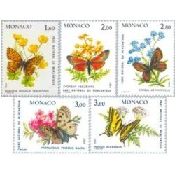 Monaco - 1420/24 - 1984 Fauna y flora-mariposas y plantas/parque nacional de Mercantour-Lujo Monaco - 1420/24 - 1984 Fauna y flora-mariposas y plantas/parque nacional de Mercantour-Lujo