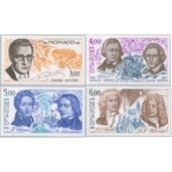 Monaco - 1501/04 - 1985 Serie-las artes- aniv. de escritores y músicos-Lujo Monaco - 1501/04 - 1985 Serie-las artes- aniv. de escritores y músicos-Lujo