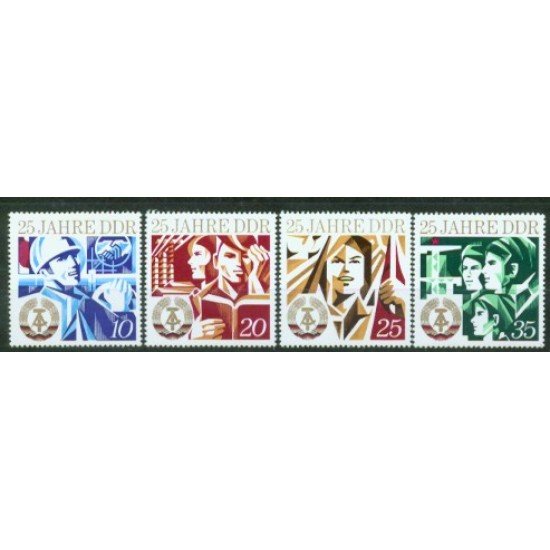 Alemania Oriental - 1630/33 - GERMANY 1974 25º Aniv. de la RDA Lujo Alemania Oriental - 1630/33 - GERMANY 1974 25º Aniv. de la RDA Lujo