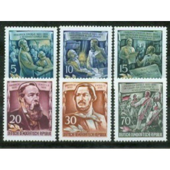 Alemania Oriental - 216/21 - GERMANY 1955 135º Aniv. de Engels Lujo