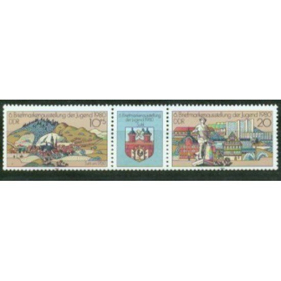 VAR1/S Alemania Oriental  DDR  Nº 2190/91A   1980 6ª Exp. del sello postal de la juventud-Suhl-Lujo