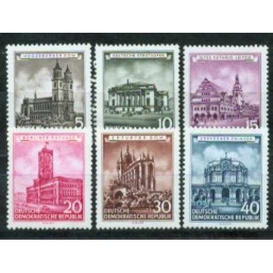 Alemania Oriental - 229/34 - GERMANY 1955 Edificios históricos (fijasellos) Alemania Oriental - 229/34 - GERMANY 1955 Edificios históricos (fijasellos)