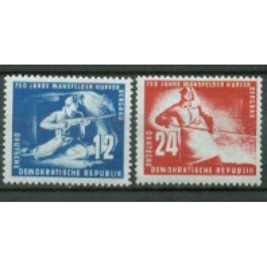 Alemania Oriental - 25/26 -GERMANY 1950 750º Aniv. de las minas de Mansfeld (fijasellos)