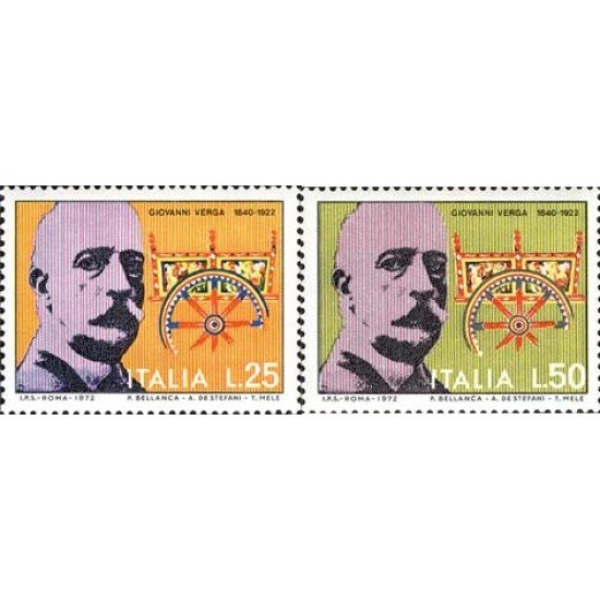Italia - 1091/92 - 1972 50º Aniv. muerte del escritor G. Verga Lujo Italia - 1091/92 - 1972 50º Aniv. muerte del escritor G. Verga Lujo