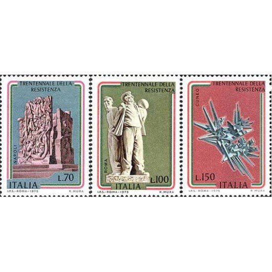 Italia - 1219/21 - 1975 30º Aniv. de la resistencia-monumentos-Lujo Italia - 1219/21 - 1975 30º Aniv. de la resistencia-monumentos-Lujo