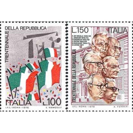 Italia - 1264/65 - 1976 30º Aniversario de la Repúplica Lujo Italia - 1264/65 - 1976 30º Aniversario de la Repúplica Lujo
