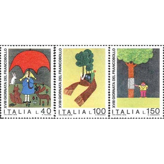 Italia - 1278/80 - 1976 XVIIIª Jornada del sello-dibujos de niños-Lujo Italia - 1278/80 - 1976 XVIIIª Jornada del sello-dibujos de niños-Lujo