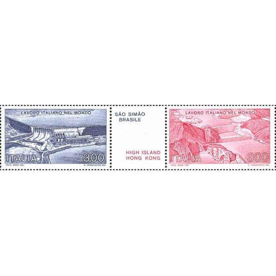 Italia - 1489/90 - 1981 Realizaciones itallianas en el mundo Hidroeléctrica en Brasil Abastecimento agua Hong Kong Lujo Italia - 1489/90 - 1981 Realizaciones itallianas en el mundo Hidroeléctrica en Brasil Abastecimento agua Hong Kong Lujo