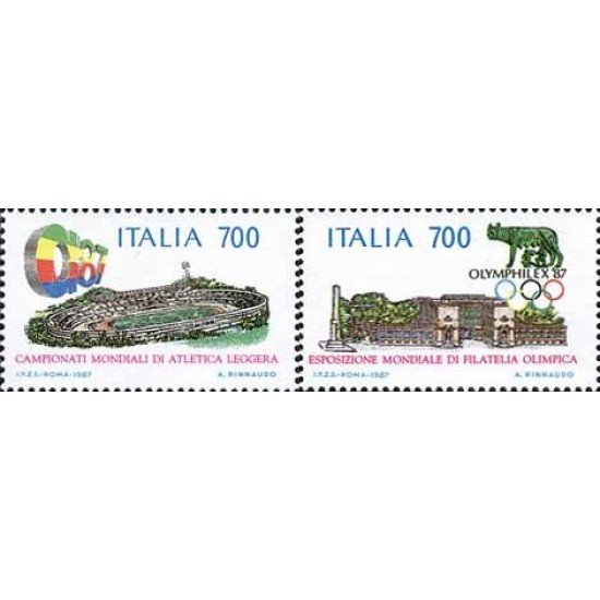 Italia - 1751/52 - 1987 Camp. del mundo de atletismo y Olymphilex Italia - 1751/52 - 1987 Camp. del mundo de atletismo y Olymphilex
