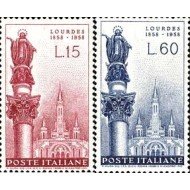 REL Italia Italy  Nº 754/55   1958  Cent. apariciones de Lourdes Lujo