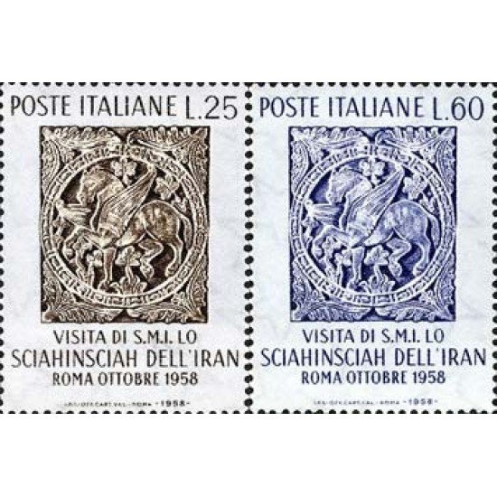 Italia - 773/74 - 1958 Visita del Sha de Irán-bajorrelieve/catedral- Lujo