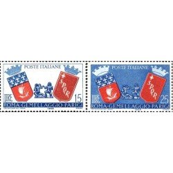 Italia - 783/84 - 1959 Hermanamiento Roma/París-escudos- Lujo Italia - 783/84 - 1959 Hermanamiento Roma/París-escudos- Lujo