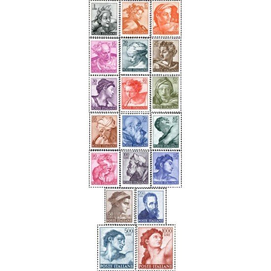Italia 826/44 1961 Serie-obras de Miguel Angel MNH Italia 826/44 1961 Serie-obras de Miguel Angel MNH