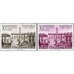 Italia 961/62 1967 10º Aniv. del tratado de Roma-hotel villa de Roma MNH Italia 961/62 1967 10º Aniv. del tratado de Roma-hotel villa de Roma MNH