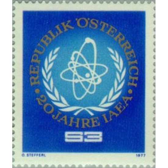 VAR3/ Österreich Austria Nº 1377 1977 20º Aniv. de la agencia inter. de energía atómica Lujo VAR3/ Österreich Austria Nº 1377 1977 20º Aniv. de la agencia inter. de energía atómica Lujo