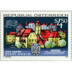Öesterreich Austria - 1857 - 1991 500º Aniv. de la ciudad de Grein Lujo