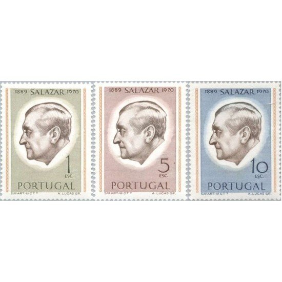 Portugal - 1116/18 - 1971 Presidente Salazar Retrato Lujo Portugal - 1116/18 - 1971 Presidente Salazar Retrato Lujo