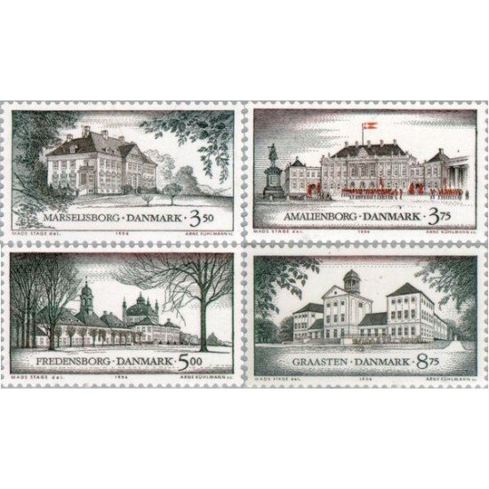 VAR2/S Dinamarca Denmark  Nº 1076/79  1994  Residencias reales danensas Lujo