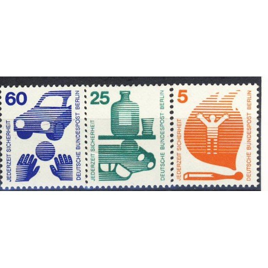  Alemania Berlín - 378/80 - 1971 DEUTSCHE Prevención en ruta Lujo