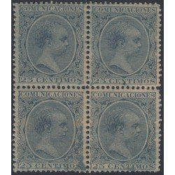 España Spain Variedad 221ib Bl.4 1889/1899 Papel Azulado Alfonso XIII
