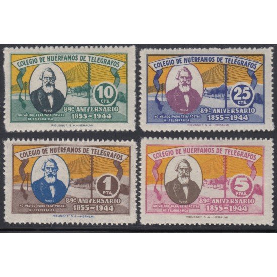 España Spain Beneficencia Huérfanos de Telégrafos  26/29 1944 89 º Aniversario MNH 