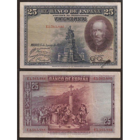 España 25 Ptas Madrid 15 agosto 1928 Madrid Variedad - Doble firma Cajero - Calderón de la Barca España 25 Ptas Madrid 15 agosto 1928 Madrid Variedad - Doble firma Cajero - Calderón de la Barca