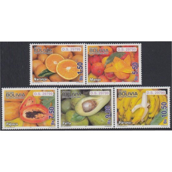 Bolivia 1437/41 2011 Flora Frutas Papaya Plátano Mango Naranja MNH Bolivia 1437/41 2011 Flora Frutas Papaya Plátano Mango Naranja MNH
