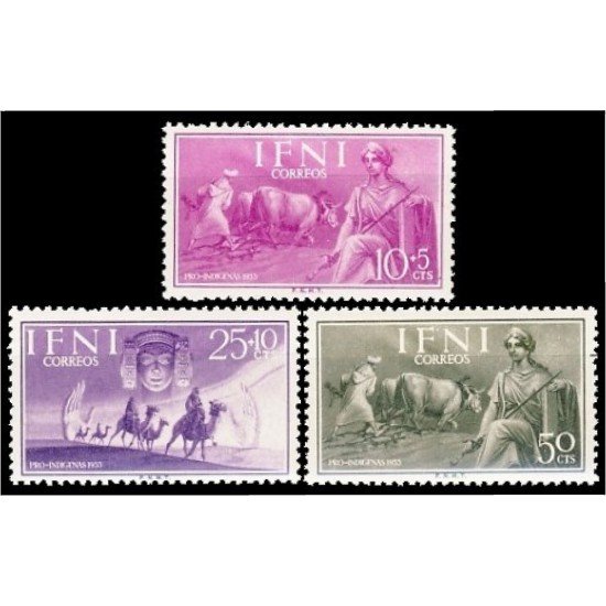 Ifni 122/24 1955 Pro indígenas Agricultura Caravana MNH Ifni 122/24 1955 Pro indígenas Agricultura Caravana MNH