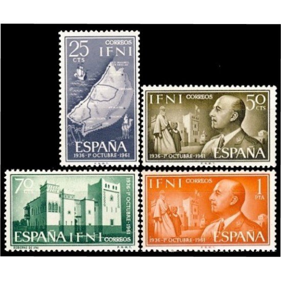 Ifni 179/82 1961 XXV Aniv. de la Jefatura de Franco MNH Ifni 179/82 1961 XXV Aniv. de la Jefatura de Franco MNH