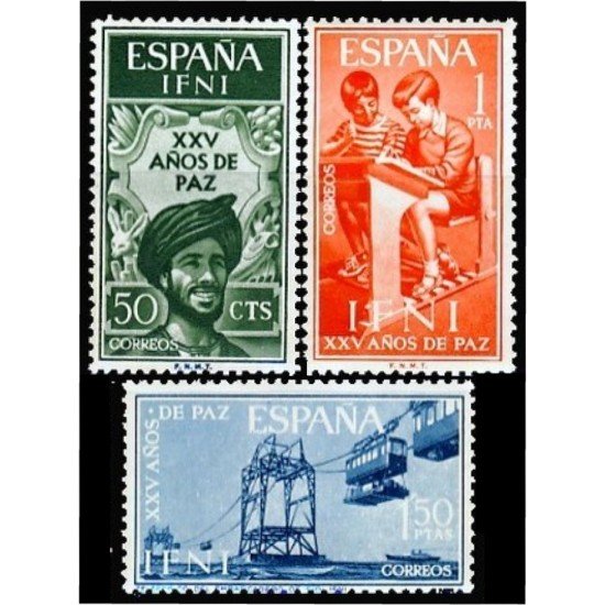 Ifni 209/11 1965  XXV Años de Paz Alegoría de la Paz Descarga Escuela MNH 