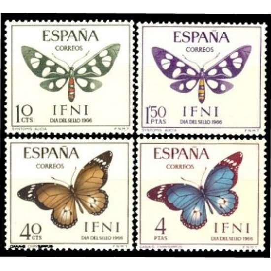 Ifni 221/24 1966  Día del Sello Mariposas Butterfly MNH 