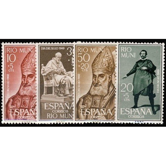Rio Muni 14/17 1960 Día del Sello Obispo Juan de Ribera-El bufón Pablo de Valladolid MNH 