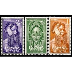 Rio Muni 29/31 1962 Peinado indígena-Máscara Mask MNH 