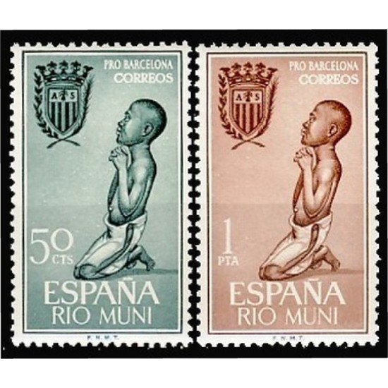 Rio Muni 40/41 1963 Ayuda a Barcelona Niño MNH Rio Muni 40/41 1963 Ayuda a Barcelona Niño MNH