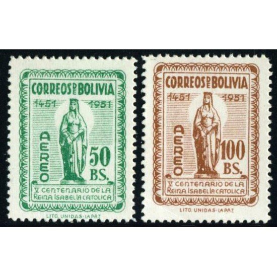 Bolivia A140/41 1952 Isabel la Católica MNH Bolivia A140/41 1952 Isabel la Católica MNH