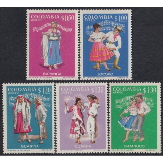Colombia A- 512/16 1970/71 Folklore Costumbres MNH Colombia A- 512/16 1970/71 Folklore Costumbres MNH