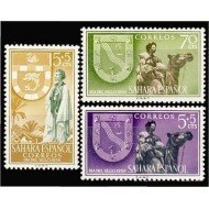 Sahara 130/32 1956 Día del Sello Escudos MNH Sahara 130/32 1956 Día del Sello Escudos MNH