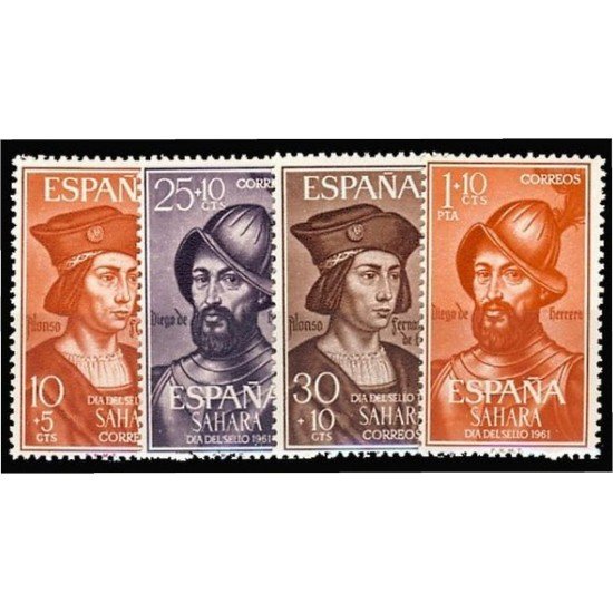 Sahara 197/00 1961 Día del Sello Alfonso Feranadez de Lugo - Diego Garcia de Herrera MNH Sahara 197/00 1961 Día del Sello Alfonso Feranadez de Lugo - Diego Garcia de Herrera MNH
