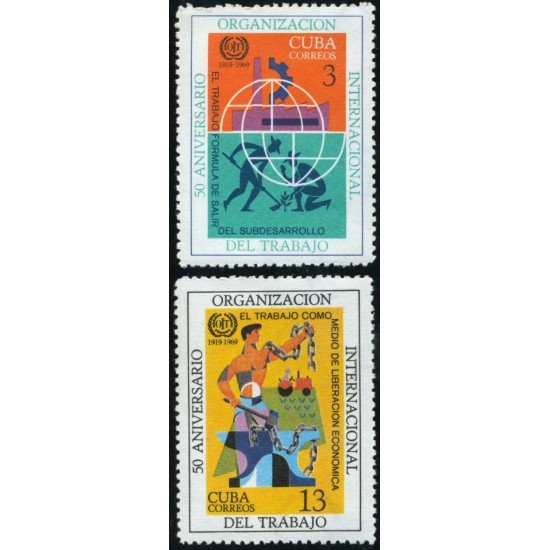 VAR1 Cuba Nº 1282/83 OIT , lujo VAR1 Cuba Nº 1282/83 OIT , lujo