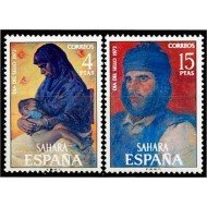 Sahara 308/09 1972 Día del Sello Pinturas Madre e hijo Tuareg MNH Sahara 308/09 1972 Día del Sello Pinturas Madre e hijo Tuareg MNH