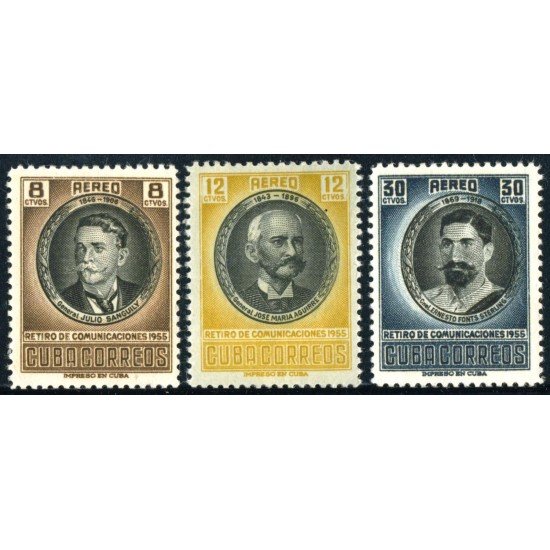 VAR2/S Cuba A- 130/32 1956 Generales Julio Sanguily José María Aguirre Ernesto Fonts MNH VAR2/S Cuba A- 130/32 1956 Generales Julio Sanguily José María Aguirre Ernesto Fonts MNH