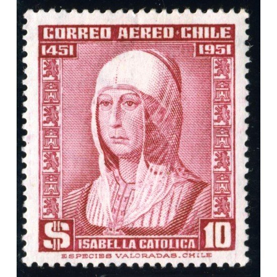 Chile A- 150 1952 Isabel La Católica MNH Chile A- 150 1952 Isabel La Católica MNH