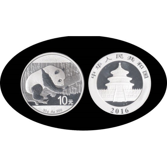 China 1 OZ onza 2016 Oso Panda 10 yens Plata Ag China 1 OZ onza 2016 Oso Panda 10 yens Plata Ag