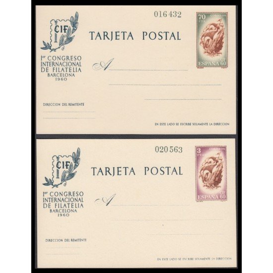 España Spain Entero Postal  88/89 1960 CIF Nuevo Barco Boat 
