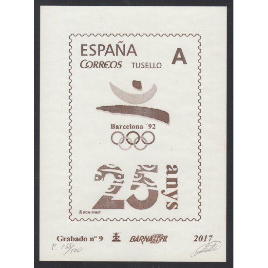 España Spain Grabado 9 Barnafil 2017 25 Aniversario JJOO Barcelona 92 Olimpiadas España Spain Grabado 9 Barnafil 2017 25 Aniversario JJOO Barcelona 92 Olimpiadas