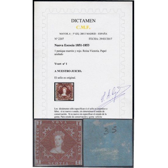Nueva Escocia británica 5/9 1851/53 Reina Victoria Papel azulado MH Nueva Escocia británica 5/9 1851/53 Reina Victoria Papel azulado MH